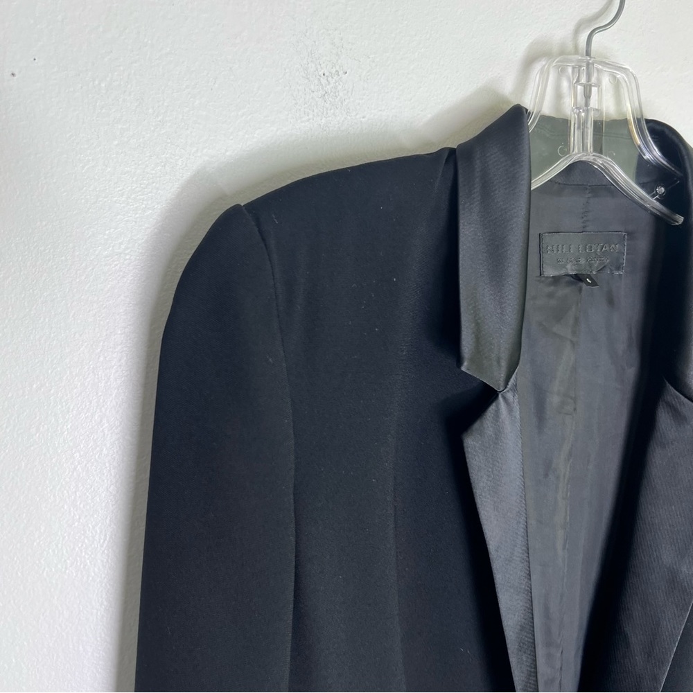 Nili Lotan Tuxedo Blazer Single Button Satin in Black Sz 4 - Picture 5 of 7